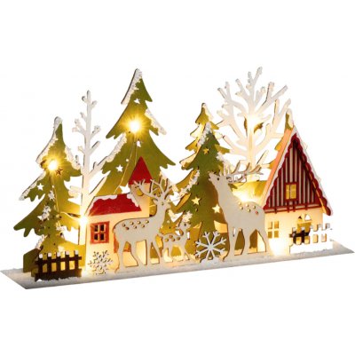 Fééric Lights and Christmas Vánoční vesnička vánoční scéna z překližky – Hledejceny.cz