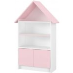BabyBoo Dřevěná knihovna/skříň na hračky Nellys Domeček bílá/růžová – Zboží Dáma