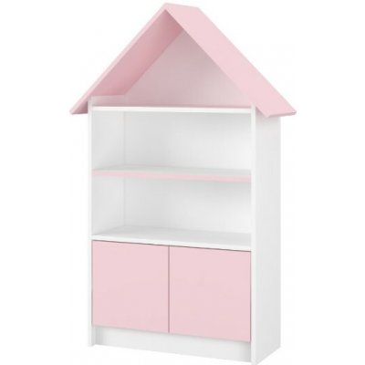 BabyBoo Dřevěná knihovna/skříň na hračky Nellys Domeček bílá/růžová – Zboží Dáma