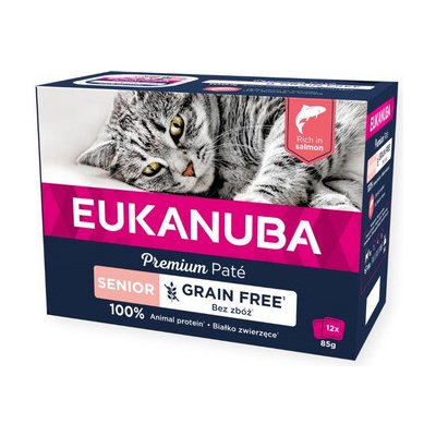 Eukanuba Grain Free Senior Paštika Losos 12 x 85 g