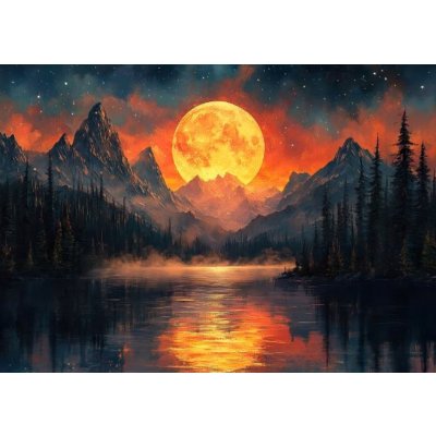 NORIMPEX Diamantové malování Zlatý měsíc v horách 30 x 40 cm – Sleviste.cz