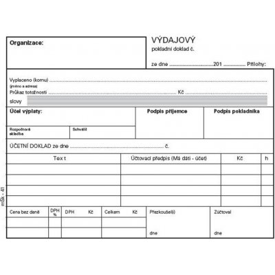 MSK 41 doklad výdajový nečíslovaný COPY – Zboží Mobilmania