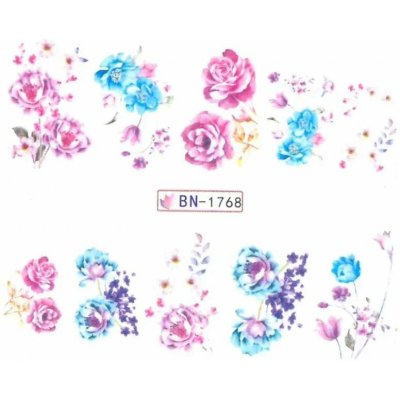 Barevné květinové vodolepky na nehty KVĚTINY LUX BN1768 – Zboží Dáma