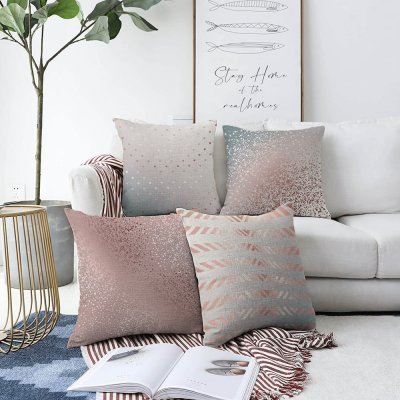 Minimalist Cushion Covers modrá/růžová 55 x 55 cm – Zboží Mobilmania