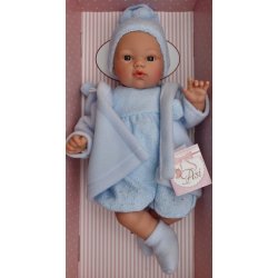 ASIVIL Realistické miminko chlapeček KOKE ve světle modrém kompletu s kabátkem