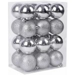 MagicHome Koule 24 ks stříbrné mix na vánoční stromek 6 cm ST2171338 – Sleviste.cz