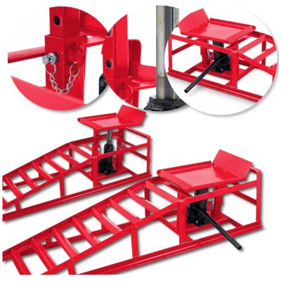 MB TRADE Nájezdová rampa hydraulickým zvedákem sada 2 ks BITUXX M16786 | červená, Barvy a parametry Červená | Zboží Auto