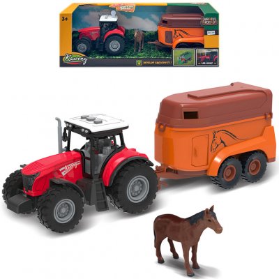FARM SERVICE Traktor s přívěsem na koně s koněm se zvuky a světly – Hledejceny.cz