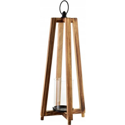 Dřevěná lucerna MONDEX LEVI 15,5x15,5x53 cm hnědá 1 ks – Hledejceny.cz