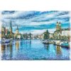 Tapety WEBLUX Fototapeta papír Oil painting. Art print for wall decor. Acrylic artwork. Big size poster. Watercolor drawing. Modern style fine art. Beautiful autumn city landsca 184 x 128 cm