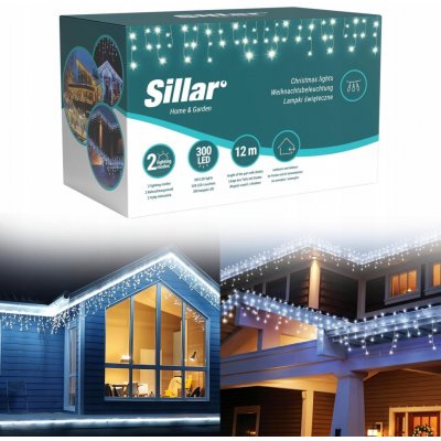 Vánoční světýlka Sillar 300 LED studená bílá záclona s efektem blikání – Hledejceny.cz