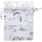Nefertitis Dárkový sáček organza 7 x 9 cm stříbrný se srdíčky NF16248 - 7 x 9 cm – Zboží Živě