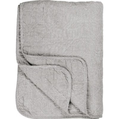 Ib Laursen Prošívaná deka/přehoz bílo-šedý proužek 180x130 cm – Zboží Mobilmania