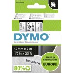 Páska Dymo D1 12mm x 7m, černý tisk/bílý podklad, 45013, S0720530