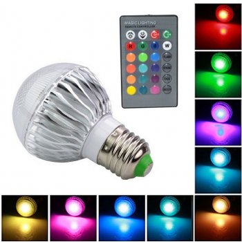 RGB LED žárovka 3W kulatá E27