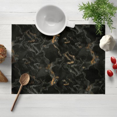 Biante Sametové prostírání Isabela IBL-021 Zlatý/kouřový mramor na černém 30x40 cm – Zboží Mobilmania