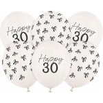 PartyDeco Balónky „30. narozeniny – mašličky“ bílé, 12" – Zboží Dáma