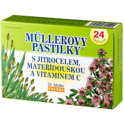 Dr. Müller Müllerovy pastilky s jitrocelem mateřídouškou a vitaminem C 24 ks