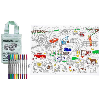 Eatsleepdoodle Prostírání k vybarvení Working wheels Vymaluj a vyper – Hledejceny.cz
