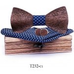 Mahoosive s kapesníčkem a manžetovými knoflíčky T232 dřevěný – Zboží Dáma