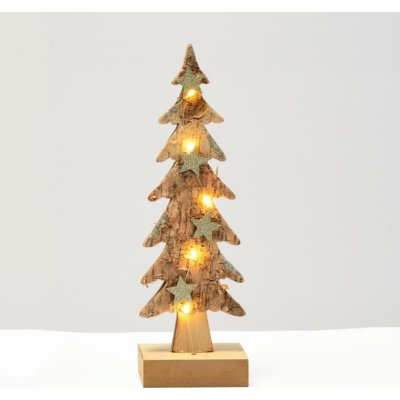 ACA Lighting dřevěná dekorace vánoční stromek hnědý malý 5 LED na baterie 2xAA teplá bílá IP20 9.5x6x31cm XTREBWW313A – Zbozi.Blesk.cz