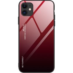 Pouzdro Gradient Glass 9H na zadní část iPhone 12 Mini -red černé