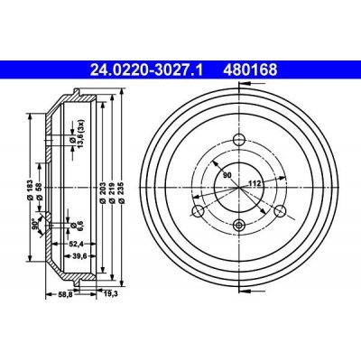 Brzdový buben ATE 24.0220-3027.1