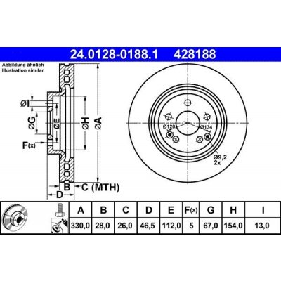 Brzdový kotouč ATE 24.0128-0188.1