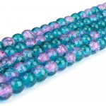 Praskané korálky - tyrkysovorůžové - ∅ 6 mm - 10 ks – Zboží Dáma