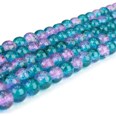Praskané korálky - tyrkysovorůžové - ∅ 6 mm - 10 ks – Zboží Dáma