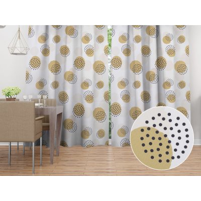 Biante Dekorační závěs TF-059 Okrová a světle meruňková puntíková kola na bílém 140x190 cm – Hledejceny.cz