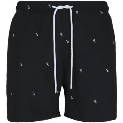 Urban Classics Embroidery Swim Shorts black /palmtree