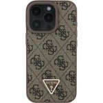 Guess PU 4G Strass Triangle Metal Logo Zadní pro iPhone 16 Pro Brown – Sleviste.cz