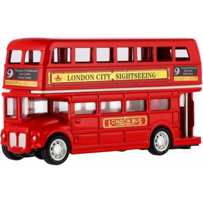 Teddies Autobus "Londýn" červený patrový kov/plast 12cm na zpětné natažení 17x13,5x6cm – Zbozi.Blesk.cz