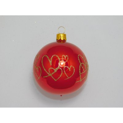 ORNEX Vánoční ozdoba skleněná koule červená se srdíčkem pr. 8 cm – Hledejceny.cz