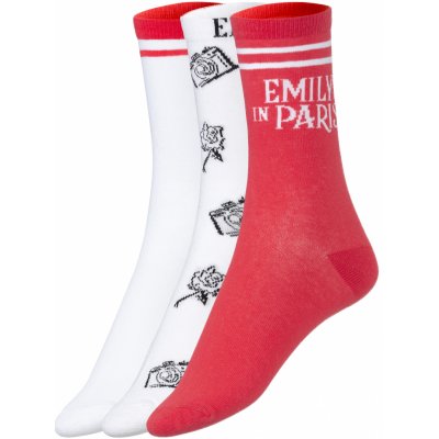 Dámské ponožky 3 páry Emily v Paříži bílá / růžová