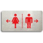 ACCEPT Piktogram WC ŽENY VLEVO, WC MUŽI VPRAVO - stříbrná tabulka - barevný tisk bez rámečku – Hledejceny.cz