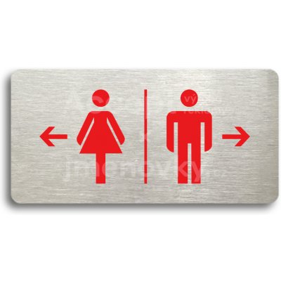 ACCEPT Piktogram WC ŽENY VLEVO, WC MUŽI VPRAVO - stříbrná tabulka - barevný tisk bez rámečku – Hledejceny.cz