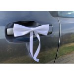 Svatba-eshop Saténová mašle bílá se stuhou k nalepení - dekorace na svatební auto – Zboží Dáma