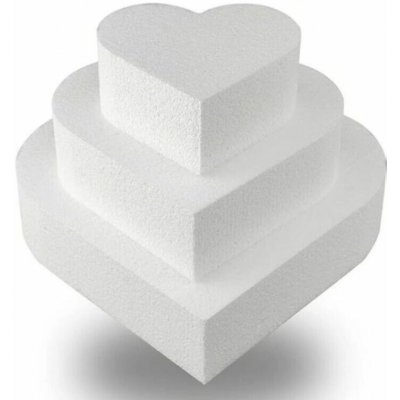 Srdce dortová sada / polystyrenové korpus/maketa I velikost 20, 15 a 10 cm I barva bílá – Sleviste.cz