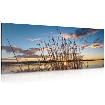 Obraz klidná řeka u vesnice - 100x50 cm – Zboží Mobilmania