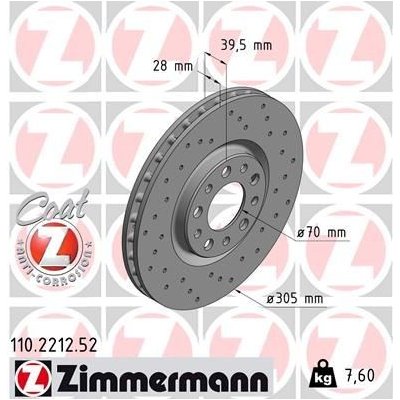 Brzdový kotouč ZIMMERMANN 110.2212.52 – Zboží Mobilmania