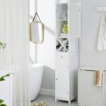 Goleto Vysoká koupelnová skříňka 32 x 30 x 170 cm | bílá – Sleviste.cz