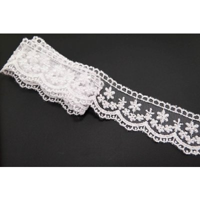 Vyšívaná krajka - bílá - šířka 3,5 cm – Zboží Dáma Vyšívaná krajka - bílá - šířka 3,5 cm – Zboží Dáma