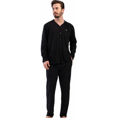 1P1408 pánské pyžamo dlouhé propínací černé – Zbozi.Blesk.cz