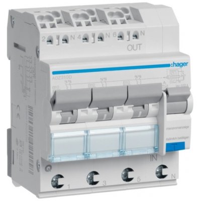 Hager ADZ310D 4P, 10 A, 30 mA, B, 6 kA – Hledejceny.cz
