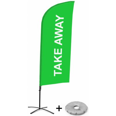 Jansen Display Kompletní sada reklamní vlajky ve tvaru křídla, Take away, zelená Křížová Základna, 1273 x 3030 mm – Zboží Živě
