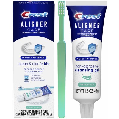 Procter & Gamble, Čisticí gel a kartáček na zubní protézy, strojky Invisalign a retainery Crest Aligner Care Clean & Clarify Kit 45 g – Hledejceny.cz