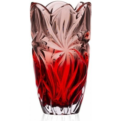 Aurum Crystal KŘISTÁLOVÁ VÁZA BOHEMIA FLORA RED PINK 280 MM – Hledejceny.cz