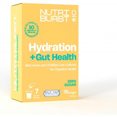 Nutriburst Hydratation + Gut Health rozpustný nápoj pro podporu zažívání příchuť Mango 7x5 g – Hledejceny.cz